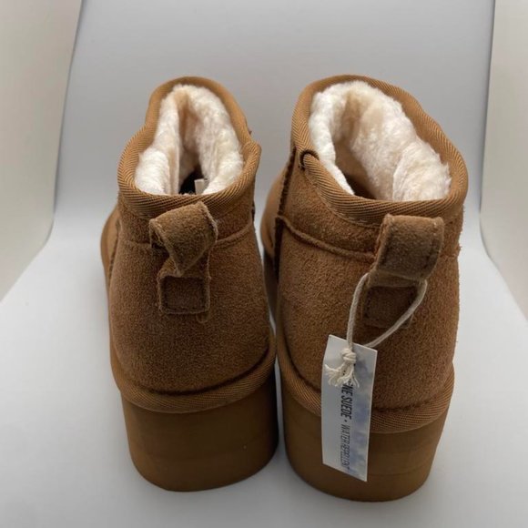 CUSHIONAIRE Women's COZY Genuine Suede pull on platform boot CHESTNUT 9.5 - Picture 4 of 6